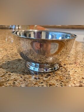 Vintage 3.5” SILVERPLATE SMALL PEDESTAL BOWL PAUL REVERE REPRODUCTION